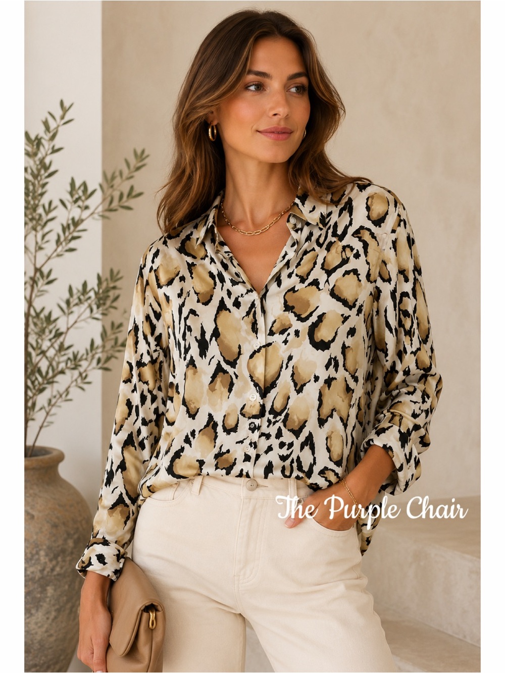 EQUIPMENT Long Sleeve 'Essential' Leopard Animal Print Silk Blouse S